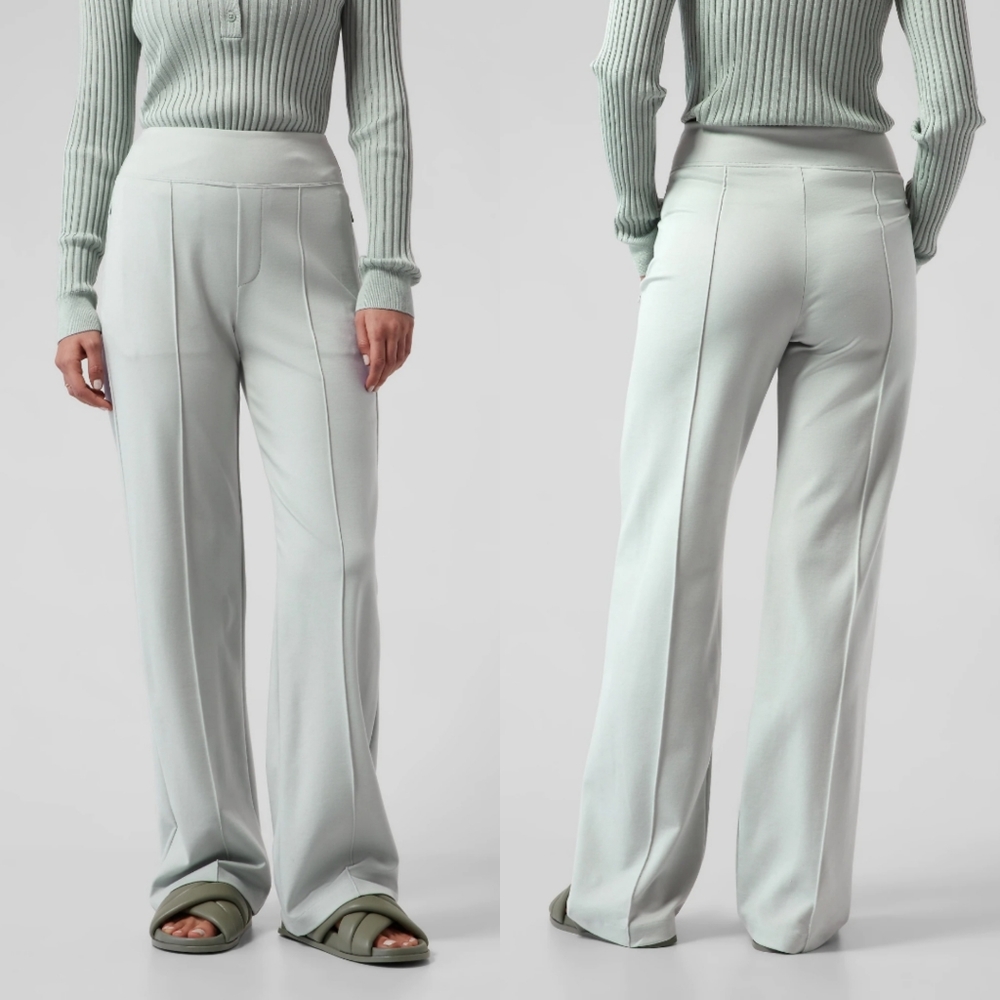Athleta Athleisure Yoga Eastbound Wide Leg Pant in Coast Mint Gray Size 6